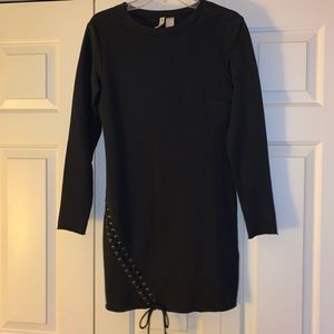 H&M black grommet terry sweatshirt dress small
